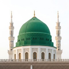 Iconic green dome of the prophet s mosque in medina