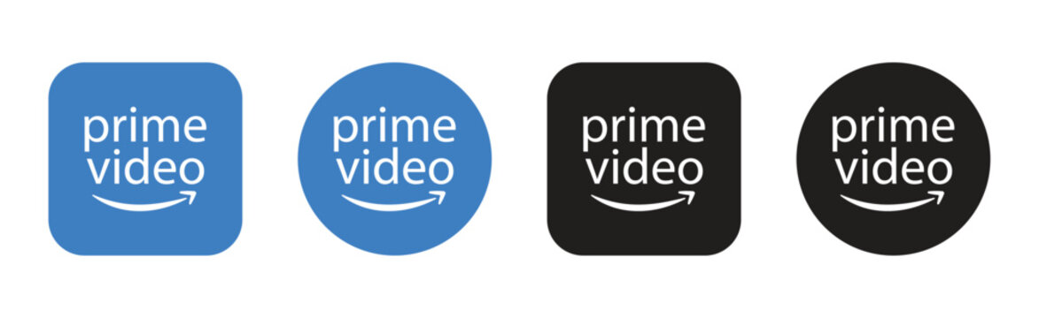 Prime Video logo collection set, Amazon streaming service app icons in blue and black background, Editorial&nbsp;use&nbsp;only