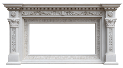 Elegant carved marble frame with ornate border for art and interior design