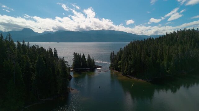 Jesse Falls Protected Area looking back at the Douglas Channel in British Columbia