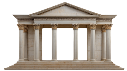 Empty rectangular frame in miniature greek temple design for architectural projects and classical decor