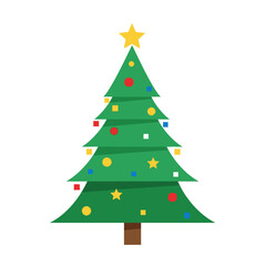 Colorful Christmas Tree with Ornaments and Star