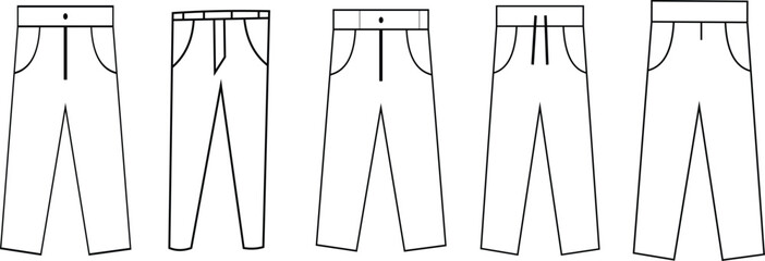  Long pants icon. Pants Icon Set. Pants Vector Icon in line style design. Vector illustration.