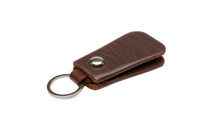 Brown leather key holder transparent on background 