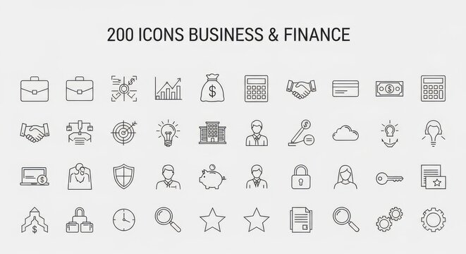 Collection of 200 Icons for Business and Finance