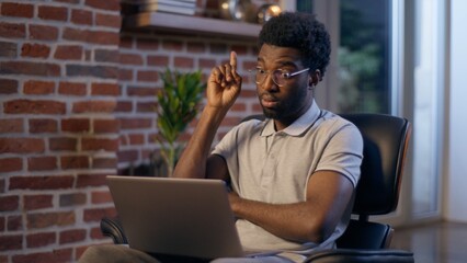 African American businessman night office manager business man thinking pensive thoughtful...