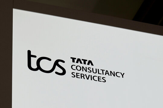 Hannover, Lower Saxony, Germany - April 3, 2025: Tata Consultancy Services logo in Hannover - TCS is an Indian multinational technology company specializing in information technology services