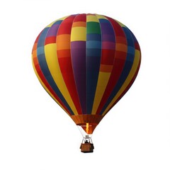 Fototapeta premium Vibrant hot air balloon ascends against a white background