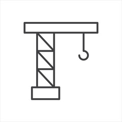 Construction crane icon stroke liner version on white background