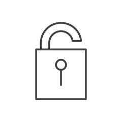 Unlock icon stroke liner version on white background