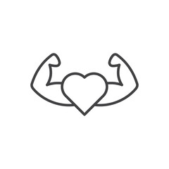 Strong heart icon stroke liner version on white background