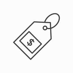 Price tag icon stroke liner version on white background