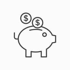 Piggy bank icon stroke liner version on white background