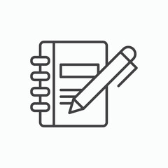 Notebook icon stroke liner version on white background