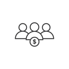 Mutual funds icon stroke liner version on white background