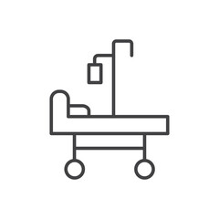 Hospital bed icon stroke liner version on white background