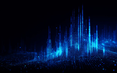 Blue Digital Abstract Wave with Technological Elements