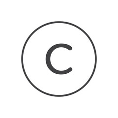 Copyright icon stroke liner version on white background