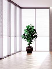 Illustration 3D rendering large luxury modern bright interiors Living room mockup computer digitally generated image