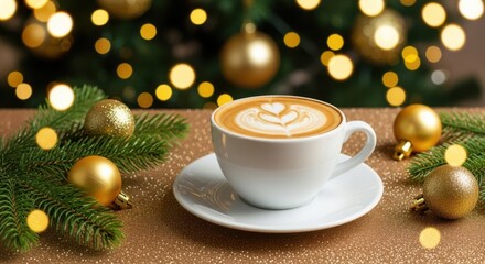 Cozy Christmas Coffee With Festive Holiday Decorations