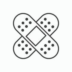 Band aid icon stroke liner version on white background