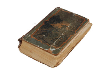 Old vintage book isolated on white background. Clipping path included. Antique book. 
