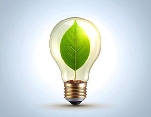 Illuminated leaf inside a lightbulb