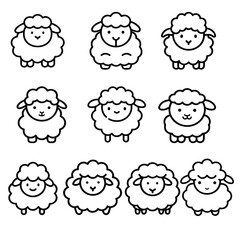 sheep cute line art