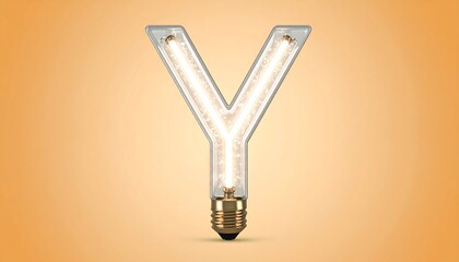 Illuminated letter Y, shaped like a lightbulb