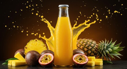 Tropical bliss with fresh pineapple passion fruit and refreshing juice creating a vibrant healthy and delicious summer beverage