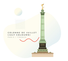 Colonne de Juillet ( The July Coulmn ) - Paris, France - Stock Illustration