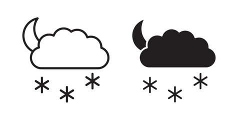 Moonlit Snow icon. Vector illustration with stroke and fill on a white background.