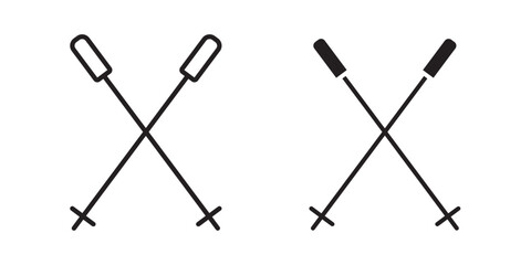 Ski Poles icon. Vector illustration with stroke and fill on a white background.