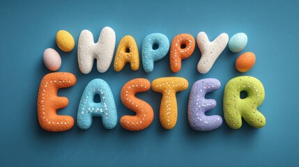 the text happy easter in festive colors cheerful and creative design theme