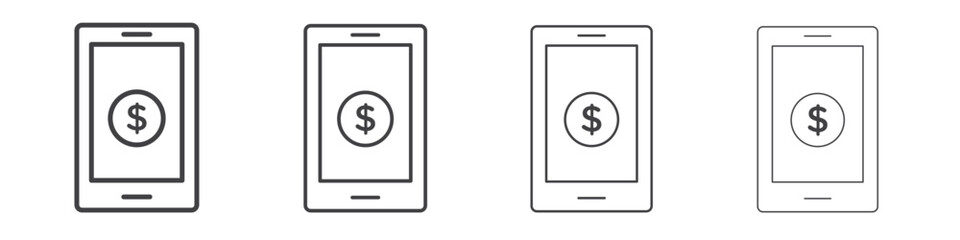 Mobile banking icons vector graphics for web designs