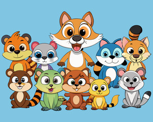Naklejka premium set of cartoon animals