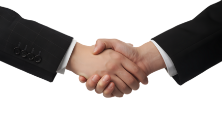 Successful business partnership handshake demonstrates agreement and collaboration towards achieving common goals on black background