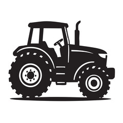 Obraz premium Silhouette of a modern agricultural tractor with large wheels and a cab isolated on white background