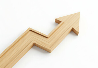 Wooden upward arrow growth progress