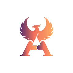 A powerful and unique logo combining a symmetrical phoenix with wings spread on top of the letter 'A.' This design represents strength, balance, and triumph.