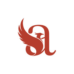 A creative, elegant logo featuring the letter 'A' integrated with the mythical Phoenix bird. Ideal for brands symbolizing rebirth, strength, and timeless quality.