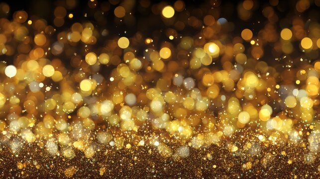 glittering golden festivity background with sparkling bokeh lights
