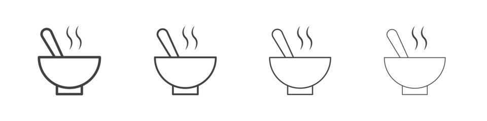 Bowl of soup icons vector graphics for web designs