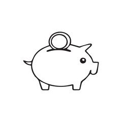 Obraz premium A pink cartoon pig money bank illustration with a coin for savings