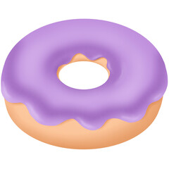 Doughnut with purple lavender icing. Food illustration.