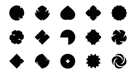 Diverse abstract vector shapes, featuring geometric, organic, and minimalist design elements, ideal for modern graphic projects, branding, and versatile creative asset development.