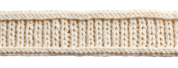 Knitted woolen fabric strip as nameplate isolated on transparent cutout background