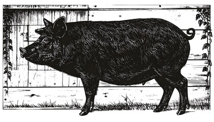 Illustration of a black pig