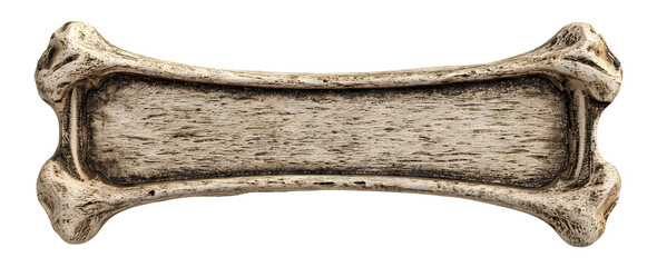 Old weathered bone nameplate, isolated on transparent cutout background