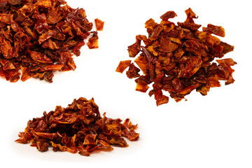 Dried tomatoes isolated on a white background.